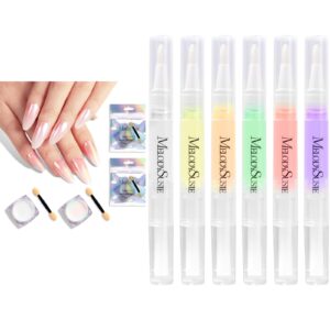 MelodySusie 2Pcs Chrome Nail Powder for Gel Nails MelodySusie 6Pcs Cuticle Oil Pen Set