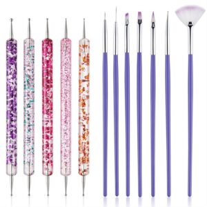Tool 8/20Pcs Nail Art Brush Design Tip Painting Drawing Carving Dotting Pen FlatFan Liner Manicure (Size : F)