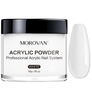 Morovan Acrylic Powder 2oz white Acrylic Powder for nail extension Professional Acrylic Nails Extension Carving