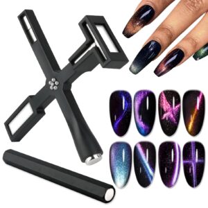 2PCS Nail Magnet Tools>EBANKU Upgraded 5 in 1 Cat Eye Magnet Multi-Function Double-Ended Hexagon Strong Nail Magnet Stick for Cat Eye Nail Polish Personal DIY>Nail Studio Or Nail Salon(Black)