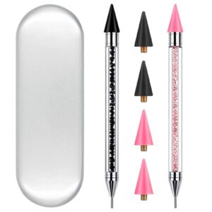 2 Pack Rhinestone Picker Tool Dotting Pen with 4 Wax Tips, Wax Pencil for Rhinestones, Crystal Gem Diamond Jewel Applicator, Rhinestone Tool for Crafting Bedazzling DIY Nail Art