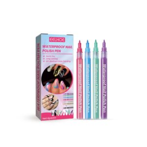 4 Color 3D Nail Art Pens Set Nail Art Graffiti Pen Waterproof Drawing Set Nail Polish Pens Neon Nail Polish Professional Supplies Tool for Nail Art (4pcs A)