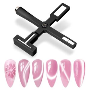 Nail Magnet Tool Set>5 in 1 Multi-Function Nail Magnet with Silicone Protective Case>Magnetic Nail Polish Magnet Wand for Nails Cat Eye Nail Gel-Black