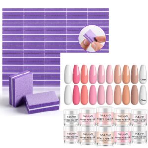 Saviland Acrylic Powder Set: Keratin Professional Acrylic Nail Powder SAVILAND Nail Buffer Block Files for Manicure : Double-Sided 80 100 Grit Nail Buffer Block 150Pcs Washable Nail Buffer Shine Kit
