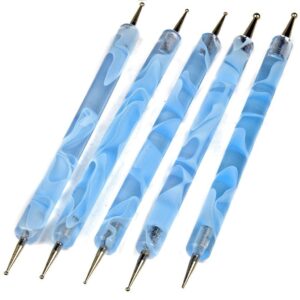 CLAVUZ 5pcs 2 Way Dotting Pen Tool Nail Art Tip Dot Paint Manicure Kit