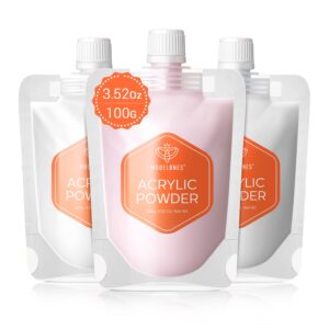 modelones 3.53oz Acrylic Powder Set- 3 Colors Clear/White/Pink> Premium Acrylic Nail Powder for for 3D Acrylic Nail Art Nail Carving French Nail Extension