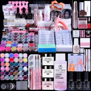 Acrylic Nail Kit for Beginners: Nail Kit Acrylic Set with Drill Professional Acrylic Powder Glitter Powder with Everything Starter Kit Full Acrylic Nail Supplies Nail Extensions for DIY Gift