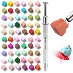 Beetles 204Pcs Soft Nail Sponges for Ombre, Colorful Nail Art Sponges With Grabbing Pen, Aura Nails, Ombre Nail Brush, Manicure Nail Art Tool, Professional Accessories Supplies Nail Art DIY Home Salon