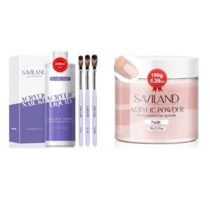 Saviland Monomer Acrylic Nail Liquid with 5.29OZ Nudes Acrylic Nail Powder