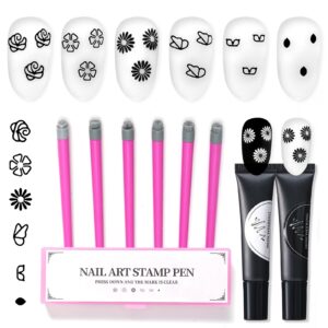 U-Shinein Nail Art Flower Stamping Pen>6PCS DIY Nail Art Stamping Pen>Women’s Nail Stamp Pen>Nail Painting Tools>Nail Art Stamping Pen with Combination Stamping>Easy Nail Art Painting Flowers.