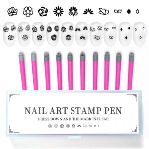 U-Shinein Nail Art Stamping Pen>Nail Art Flower Stamping Tools>Nail Art Stamp Pen>10PCS Set>Nail Stamp Pen DIY Nail Art Tools for Women>More Convenient Way to Draw Flowers >Nail Design Tools.