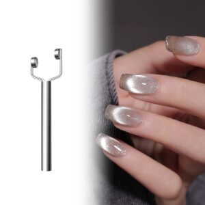 3 IN 1 Cat Eye Nail Magnet Y-Shaped Double Head Magnetic Cat Eye Gel Polish Multifunctional Nails Design Tools Powerful Force Magnet Portable Handheld for Salon Studio Home Manicure (Silver 1PC)