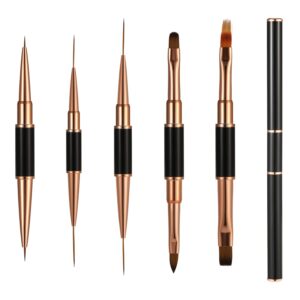 5 PCS Nail Brushes Set Double-Ended Metal Nail Brushes Acrylic Nail Dotting Art Design Pen and Nail Painting Tools for Nail Salon Nail Beauty Gel Nail Polishing Fingernail Art DIY at Home