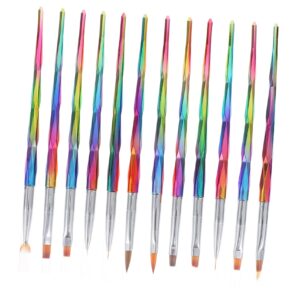 Healeved 12pcs Nail Art Brush Set French Manicure Brush Nail Art Pen for Diy Salon Beauty Supply