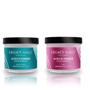 Legacy Nail Acrylic Powder 8oz Clear and Pink 2 piece Set