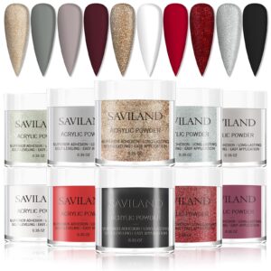 Saviland Acrylic Powder Set> 10 Colors Acrylic Nail Powder Set Acrylic Nail Set Professional Polymer Powder for Nails Extension Prom Queen Red Brown Series> Solon DIY Christmas Gifts