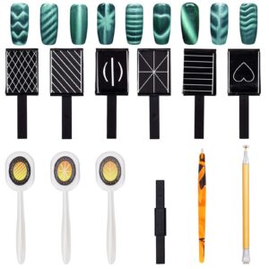 NICENEEDED 12Pcs Nail Magnet Tool Set Nail Magnet Pens Magnet Plate Magnet Stick with 3D Magnetic Double-Headed Cat Eye Gel Polish Nail Art DIY Tool for Cat Eye 3D Gel Nail Polish Nail Art Decoration