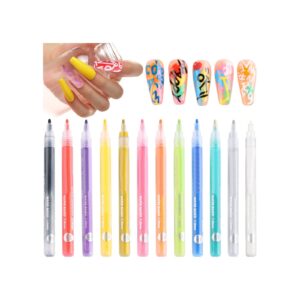1pc Nail Pens 12 Colors Acrylic Paint Pens Fine Tip Nail Pens for 3D Nail Line Drawing Dotting Floral Design DIY Nail 1ml