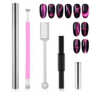 Abeillo 5Pcs Cat Eye Magnet for Nails,Nail Polish Magnet,Strong Suction Nail Art Magnet Nail Magnets for Nail Art,for Nails Gradient Magnetic Gel Nail Polish Nail Art DIY Salon