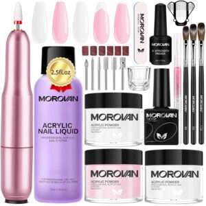 Morovan Acrylic Nail Kit with Drill – Professional Nails Kit with Acrylic Powder> Monomer Liquid> Primer Brush for Beginners