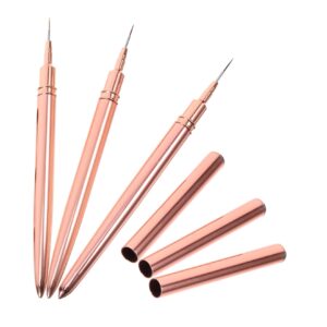 Healeved Professional Nail Art Pens 3pcs Gold Thin Nail Art Brush Set Detail Manicure Liner Pen Nail Art Supplies