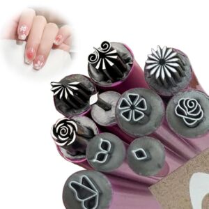 Nail Art Stamp Pen,Nail Art Flower Stamp Pen,Nail Art Stamp Pens DIY Nail Art Tools,Nail Art Pen with Different Design,Nail Dotting Tool,Nail Design Tools for Women Girls Nail Design (10 pcs)