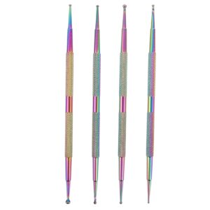 Didiseaon Dual-ended Nail Art Pen Kit 4pc Metal Tip Dot Painters Assorted Heads for Easy Diy Manicure Dec
