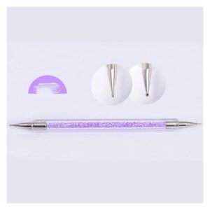 pblengraws Dual-Ended Nail Dotting Pen Crystal Beads Handle Rhinestone Studs Picker Wax Pencil Manicure Nail Art Tool Nail Art Aids (Color : Purple)