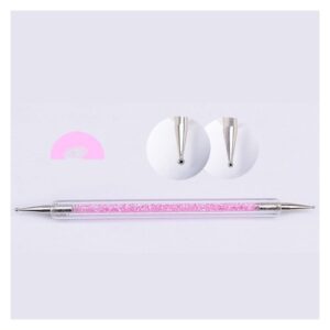 XTYPE Dual-Ended Nail Dotting Pen Crystal Beads Handle Rhinestone Studs Picker Wax Pencil Manicure Nail Art Tool Nail Tools for Manicure (Color : Pink)
