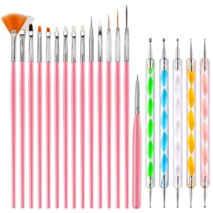 20 PCS Nail Dotting Tools Nail Art Brushes Set, Gel Polish Acrylic Nail Brush, Nail Dotting Pen Liner Brush, Nail Design Tools Nail Brushes for Nail Art