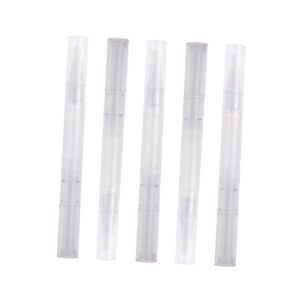 Mikinona 5Pcs Nail Oil Pen Transparent Applicators with Brush Tip for Easy Filling of Lip Gloss Nail Nutrition Essential Oils and More Portable Cosmetic Containers