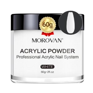 Morovan White Acrylic Powder – 2Oz/60g Professional Acrylic Nail Powder for Acrylic Nails Extension Carving Nails No Need Nail Lamp
