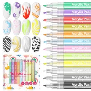 Saviland 12 Colors Nail Art Pens Set – 3D Nail Polish Pens Acrylic Paint Pens Nail Markers for Nail Art Drawing Painting Nail Point Dotting Liner Pen Manicure Tools Nail Design Kit Home Nail Salon DIY