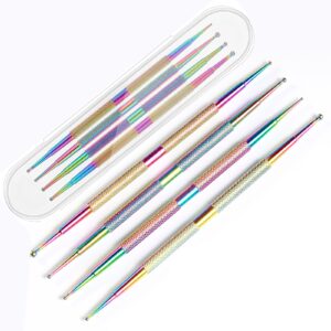 Bwetomk 4Pcs Dotting Tools,Professional Ball End Nail Art Tools Multicolour Dual-ended Nail Art Point Drill Drawing Manicure Dot Tool Rhinestone Picker Tool Pottery Tools Polymer Clay Tools Designs