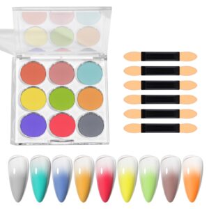 vetanta Nail Pigment Powder Set 9 Colors Gradient Nail Glitter Powder for Ombre Nail Design Nail Art Manicure DIY Accessories (#01)