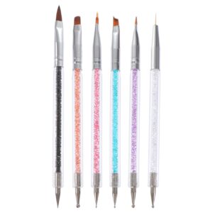 NOLITOY 6Pcs Nail Art Brushes>Double-headed Nail Art Tool Set Dotting Tools for Gel Polish Painting Drawing