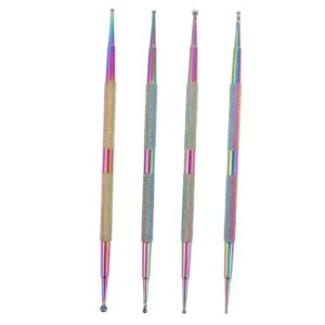 HAPINARY Beginner-friendly Nail 4pc Metal Rhinestone Dotting Pen Set with Wax Pencil Picker and Nail Tools