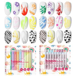 Saviland 24PCS Nail Art Pens Set: Quick Drying 3D Nail Polish Pens Acrylic Paint Nail Art Pens Fine Tip for Painting Nails Dotting Tools Liner Nail Pens for Nail Art Design
