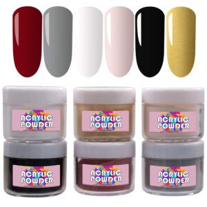 Color Acrylic Powder set of 6> Nail Art Powder for Doing Acrylic Nails. 3D Nail Art DIY Tips> Qimeisi