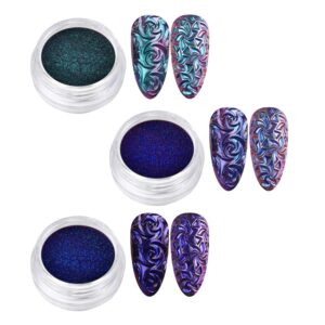 4D Relief Nail Powder Sculpture Nail Art Molds Powder for DIY Drawing Nails Art Design & Nail Salon (3PCS)