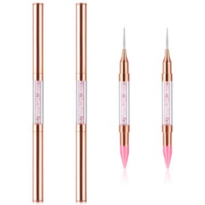 Prasacco 2 Pieces Nail Rhinestone Picker, Wax Pencil for Rhinestones Rhinestone Picker Dotting Tool Nail Dotting Pen Dual End Rhinestone Applicator for Beads Stones Gems Crystals Studs Picker(Pink)
