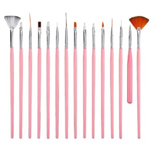 Xiaojikuaipao 15PCS UV Nail Art Tool Painted Pen Set Design Dotting Painting Drawing Polish Brushes Decorations Manicure Tips – Pink