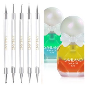 SAVILAND Quick-Paint Dotting Tools Nail Art Pen and 3PCS Cuticle Oil Set