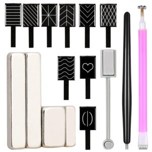 YECIRALA 16 Pieces Cat Eye Nail Magnet Tool Set For Nails>Cat Eye Nail Polish Magnet Wand Magnetic Nail Pen Dual Ended Cat Eye Magnet Wand Stick For DIY Gel Polish Gradient Nail Art Designs Magnets