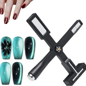 5 in 1 Nail Magnet>Multifunctional Cat Eye Gel Nail Polish Magnet for Nail Art>Strong 3D Magnetic Nail Design Tool for Nail Salon Home DIY (Black)