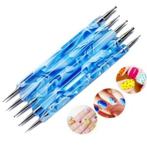 Hillento 10 pc 2 Way Dotting Pen Tool Nail Art Tip Dot Paint Manicure kit,Blue and Purple