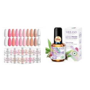 Saviland Acrylic Powder Set 10G * 10 with 2024 Nail Primer No Lift
