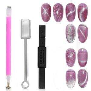 MAYCHAO 3Pcs Cat Eye Magnet Nail Art Tools – Double-Head Gel Polish Pen>Magnetic Wand & Sticks for Salon & DIY Manicure Design