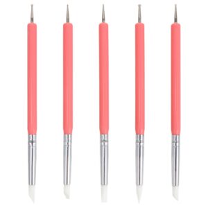 HEALLILY 5Pcs Nail Art Dotting Tools Dual- ended Dotting Pen Nail Art Tip Dot Paint Manicure Kit UV Gel Dotting Drawing Pen Nail Art Painting Design Pink