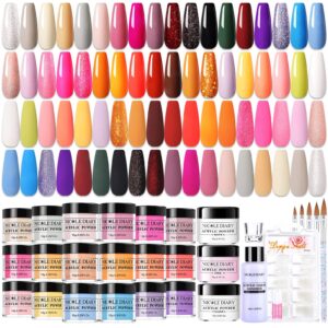 NICOLE DIARY Bundle – 36 Colors Acrylic Nail Powder Set with Acrylic Nail Powder with Liquid Monomer Set